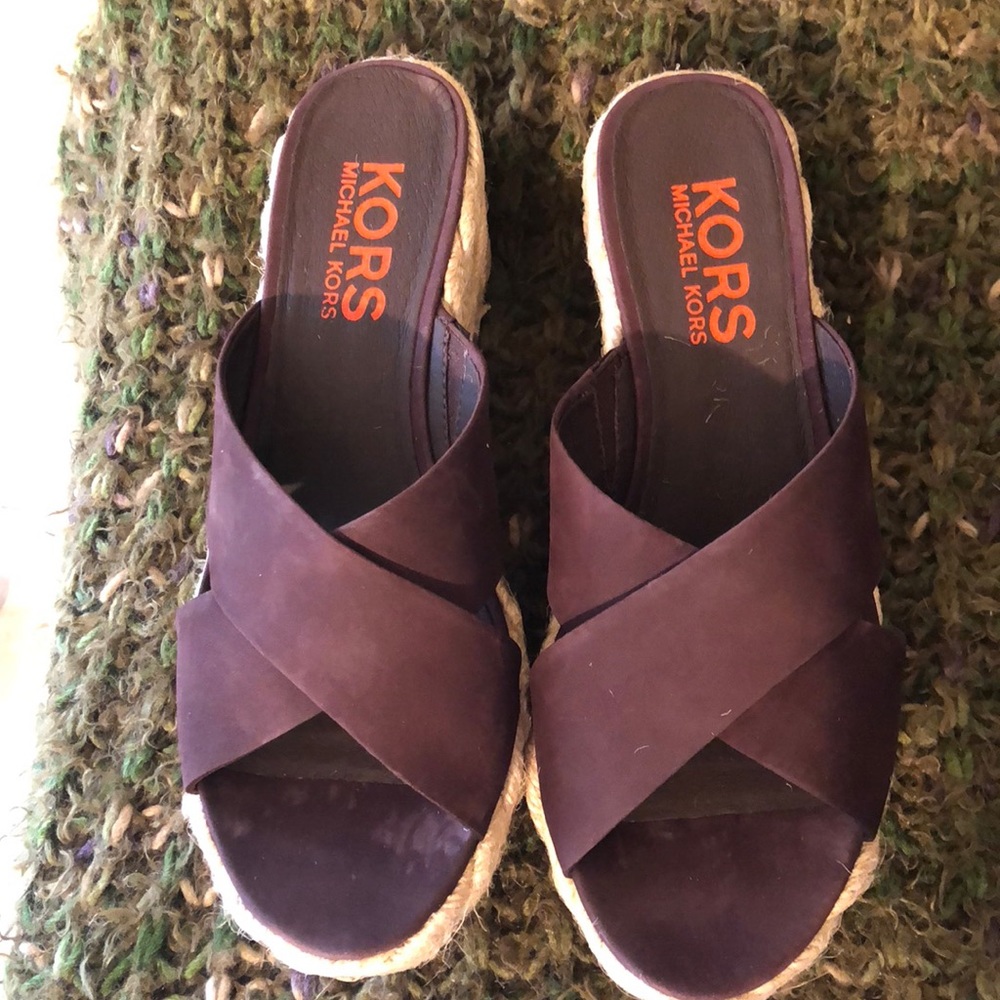 NIB KORS Michael Kors Suede & Jute Wedge 7 - Picture 5 of 5